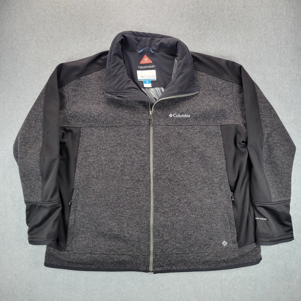 Columbia Women's 3X Omniwind Wool Jacket Omniheat Steel Gray Black Full Zip